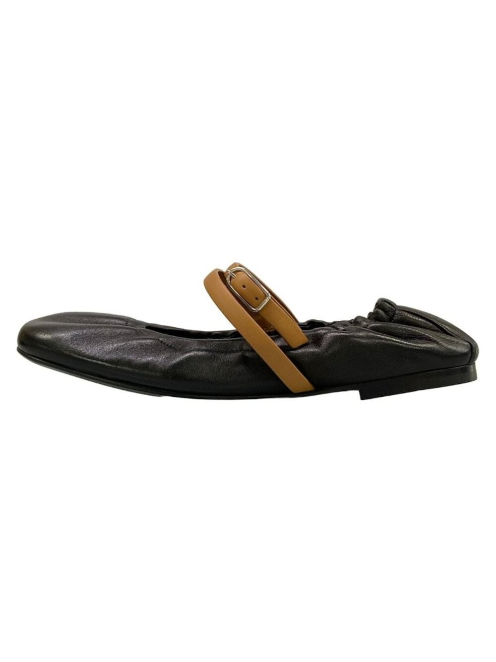 Hermes Flat Shoes Jolie Black Natural Ballet